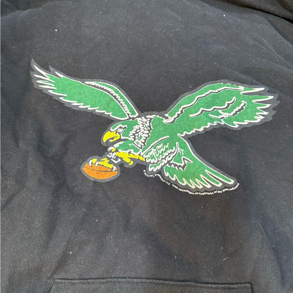 Black Hoodie with Green Eagles Graphic